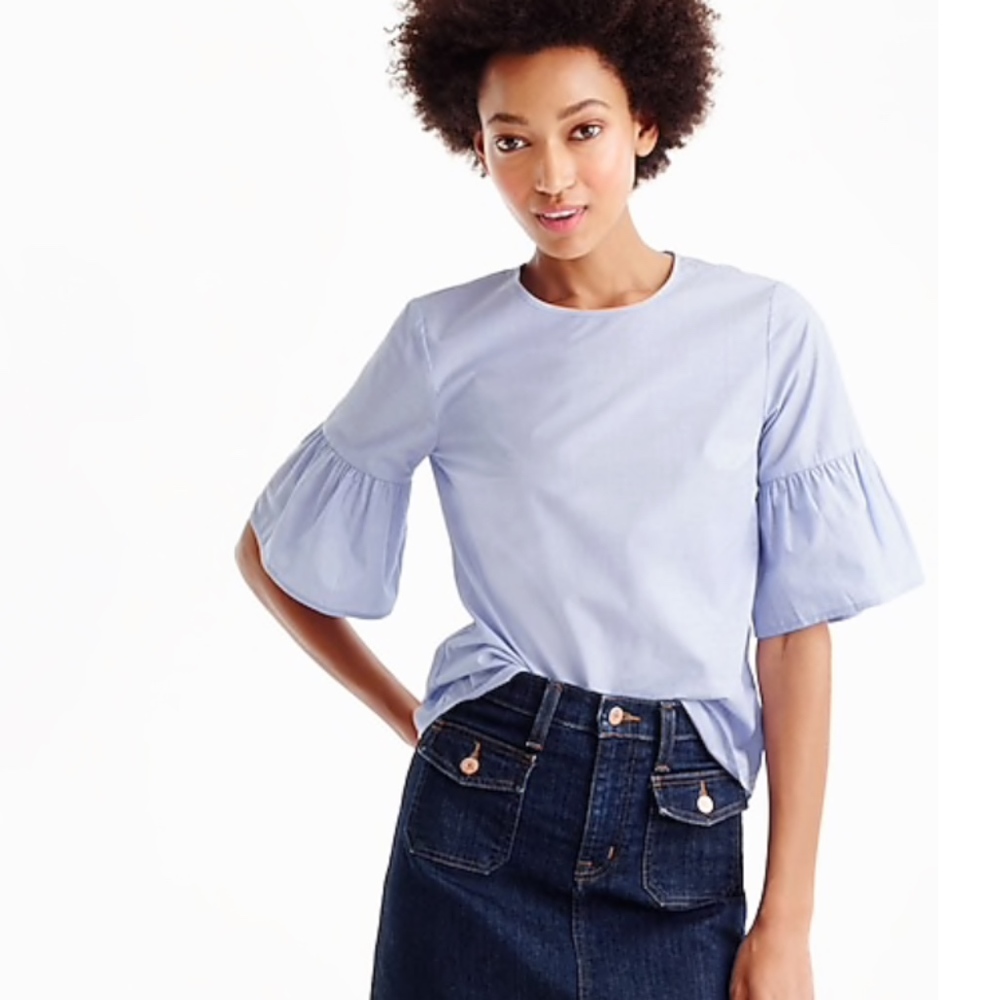 J. Crew Button-Back Bell-Sleeve Top